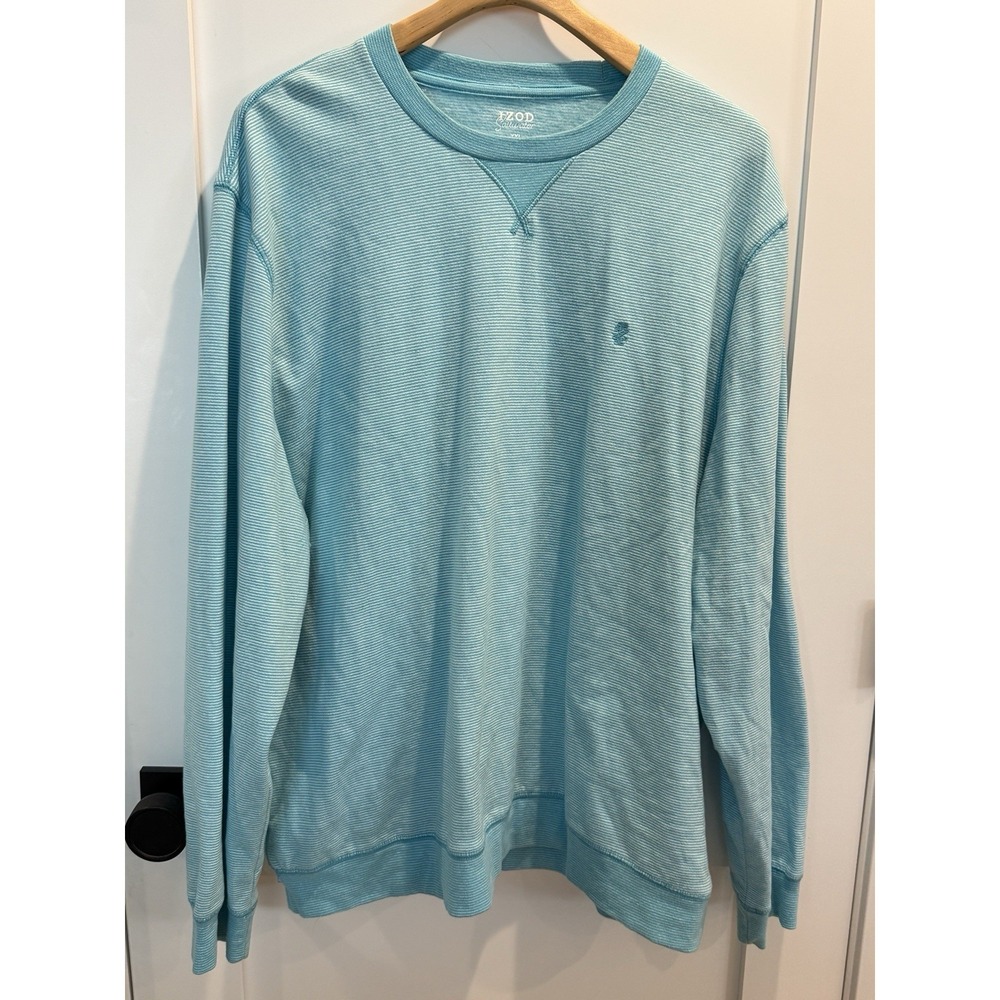 IZOD Mens Saltwater Long Sleeve French Terry Crewneck Sweatshirt Turquoise XL
